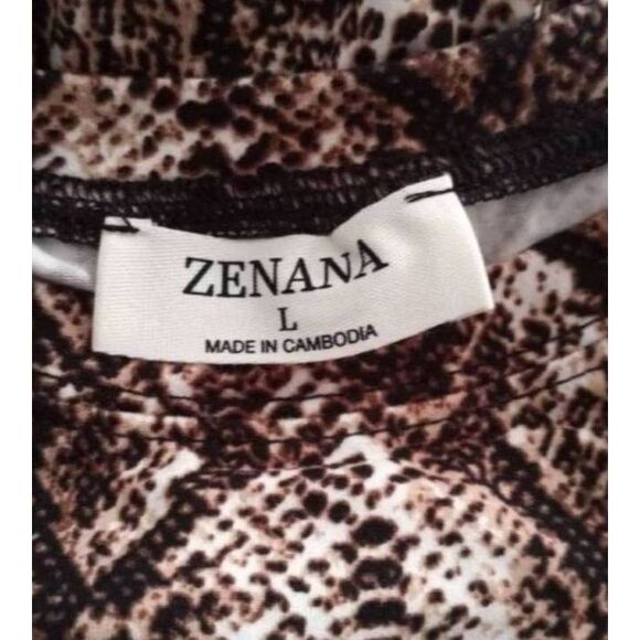 ZENANA SNAKESKIN PRINT BRUSHED MICROFIBER TOP & LEGGINGS SET - COLOR: Tan Brown - Picture 5 of 8